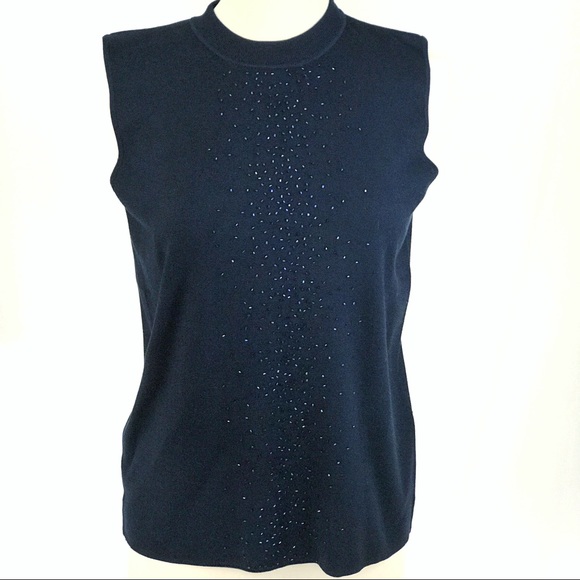 Haley Reserve Tops - Haley Reserve tee Navy sleeveless silk embellished